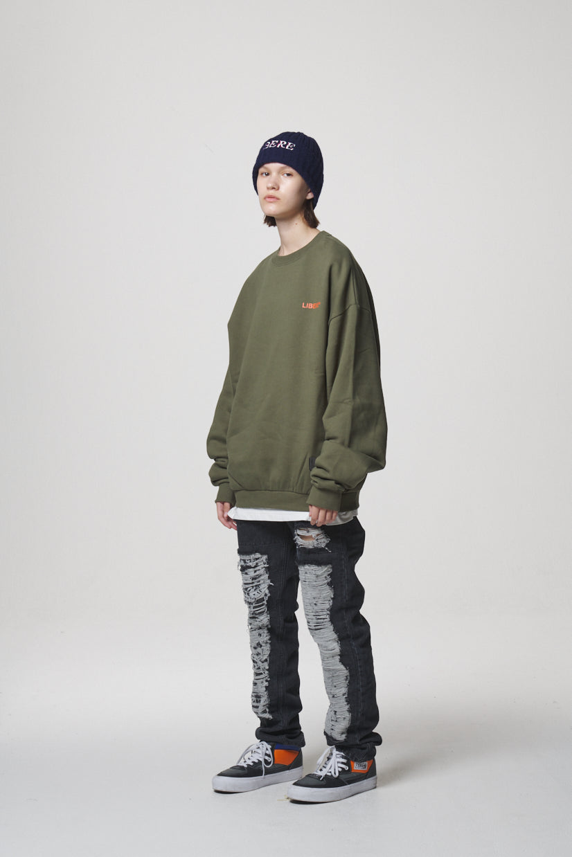 SLOGAN SWEAT SHIRTS / KHAKI