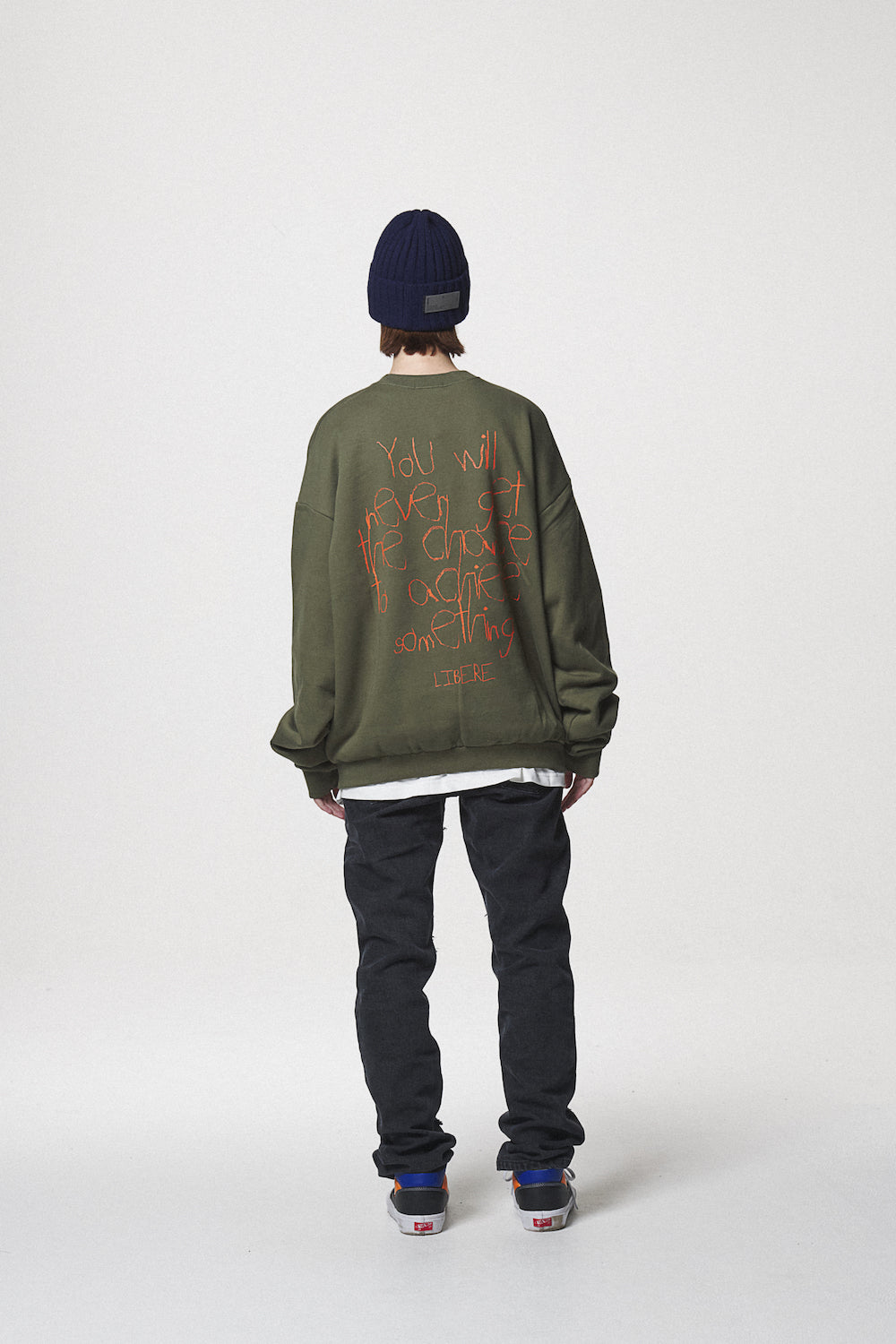 SLOGAN SWEAT SHIRTS / KHAKI
