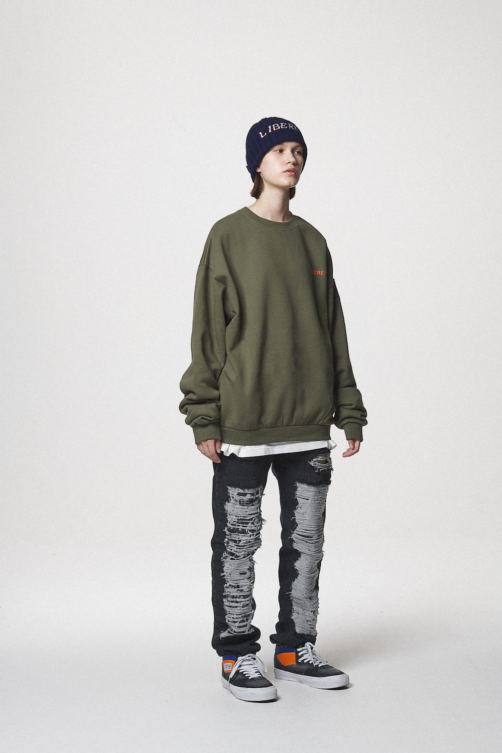 SLOGAN SWEAT SHIRTS / KHAKI