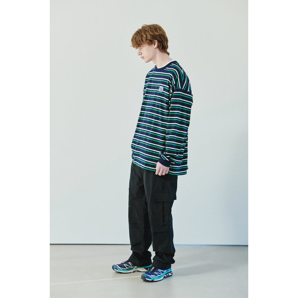 HEAVY W BORDER SHIRT / NAVY