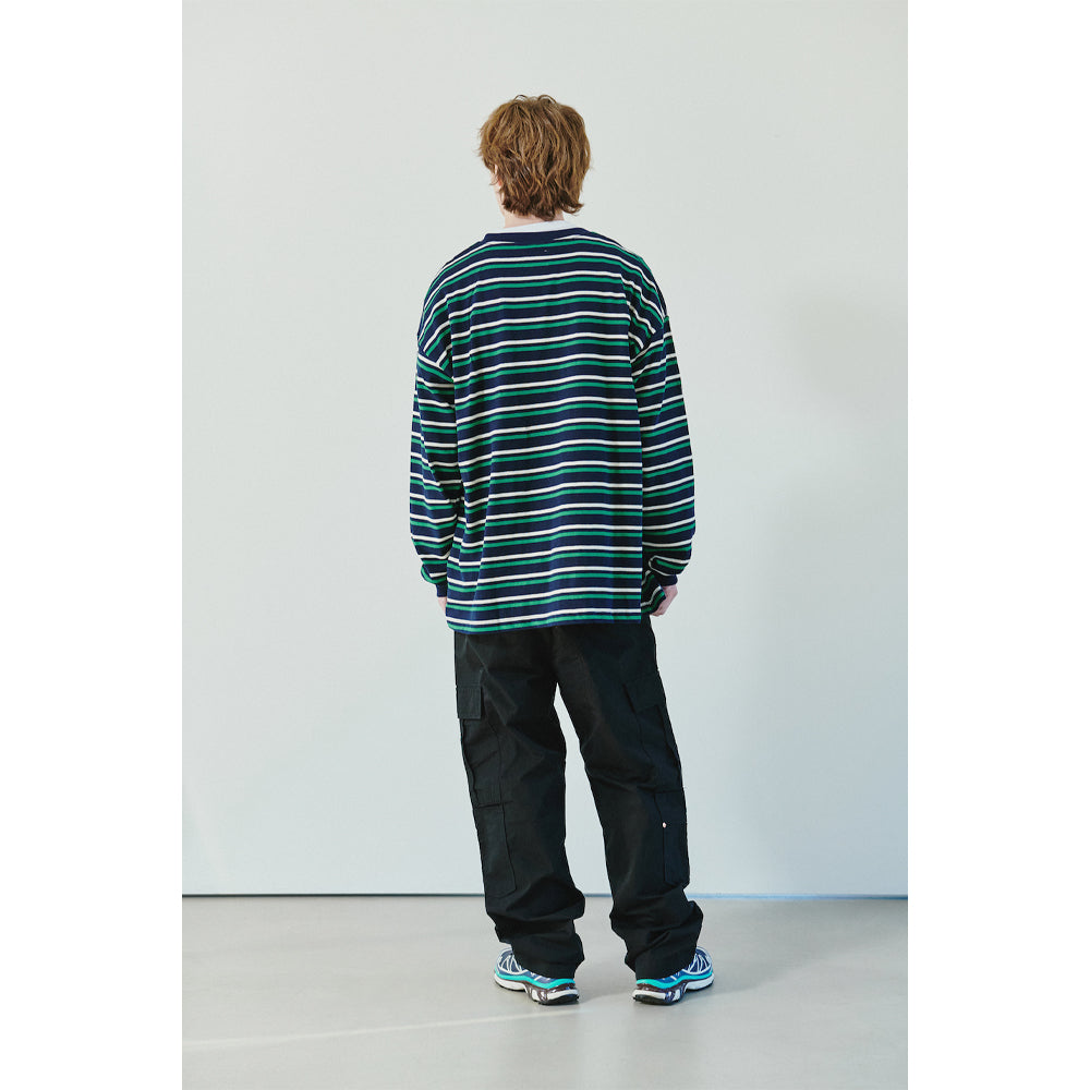 HEAVY W BORDER SHIRT / NAVY