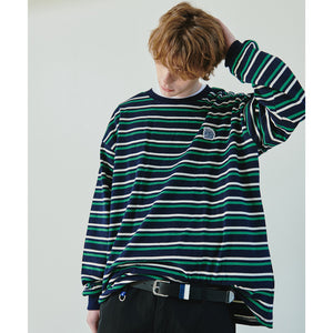 HEAVY W BORDER SHIRT / NAVY