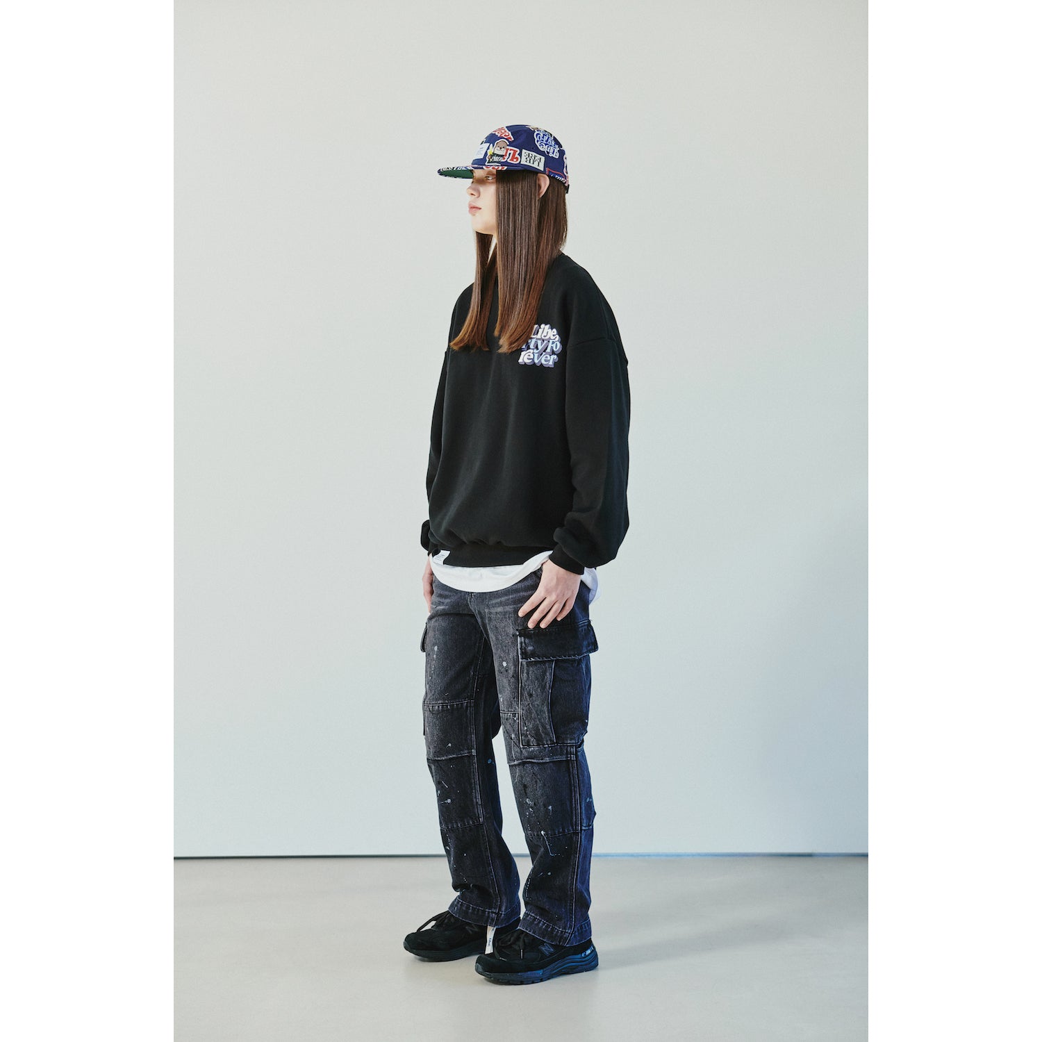 MIL CARGO DENIM PANTS / BLACK