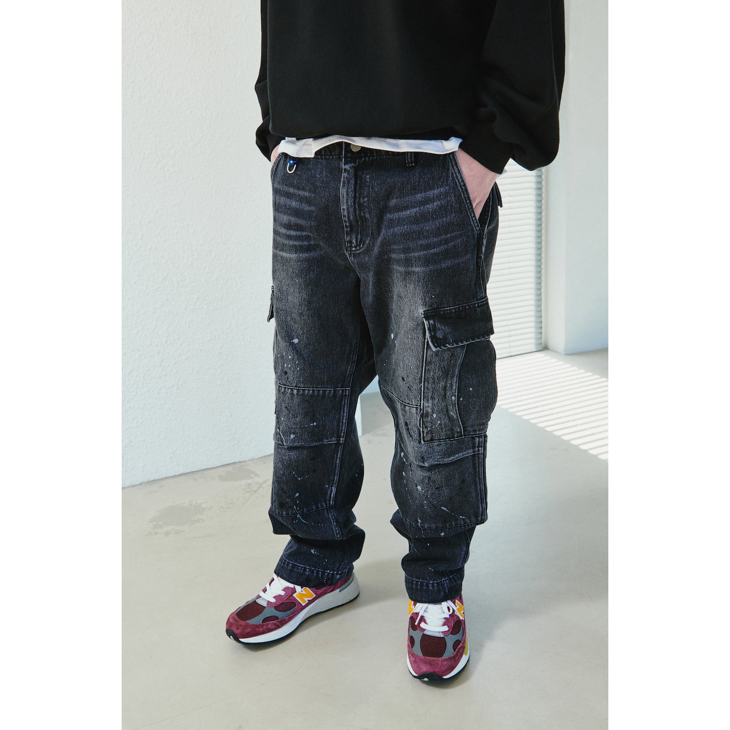 MIL CARGO DENIM PANTS / BLACK