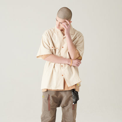 LINNEN COLLAGE SHIRT / IVORY
