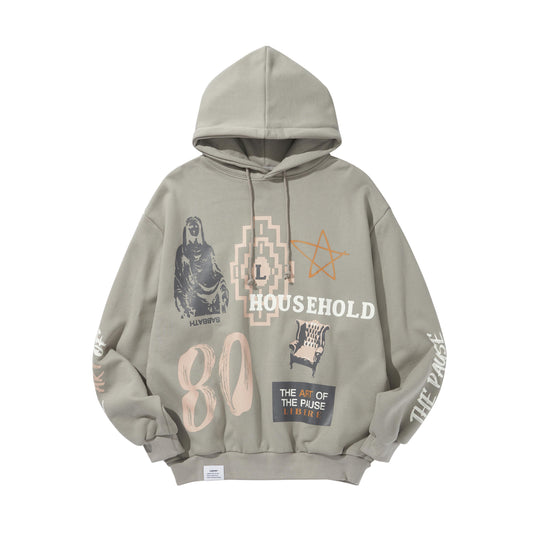 COLLAGE HOODIE / STORM DUST