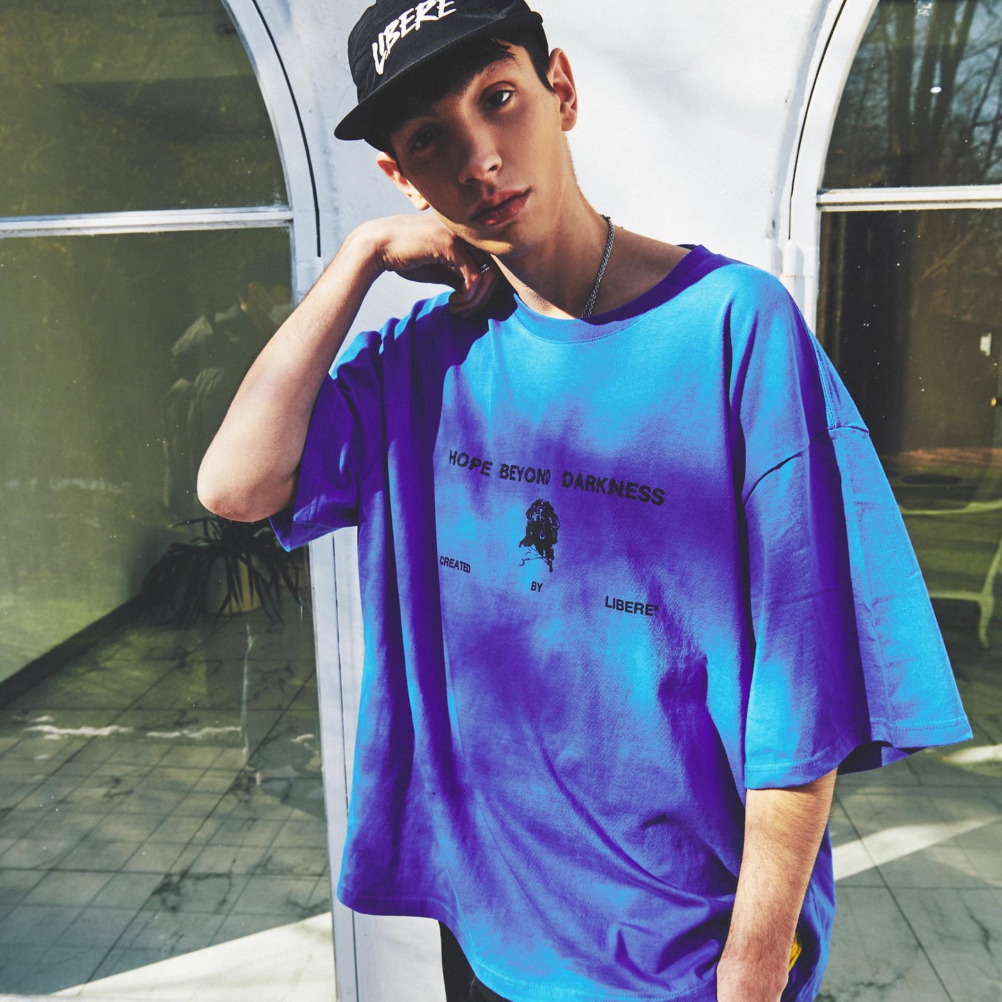 FLOWER BONE TEE / BLUE
