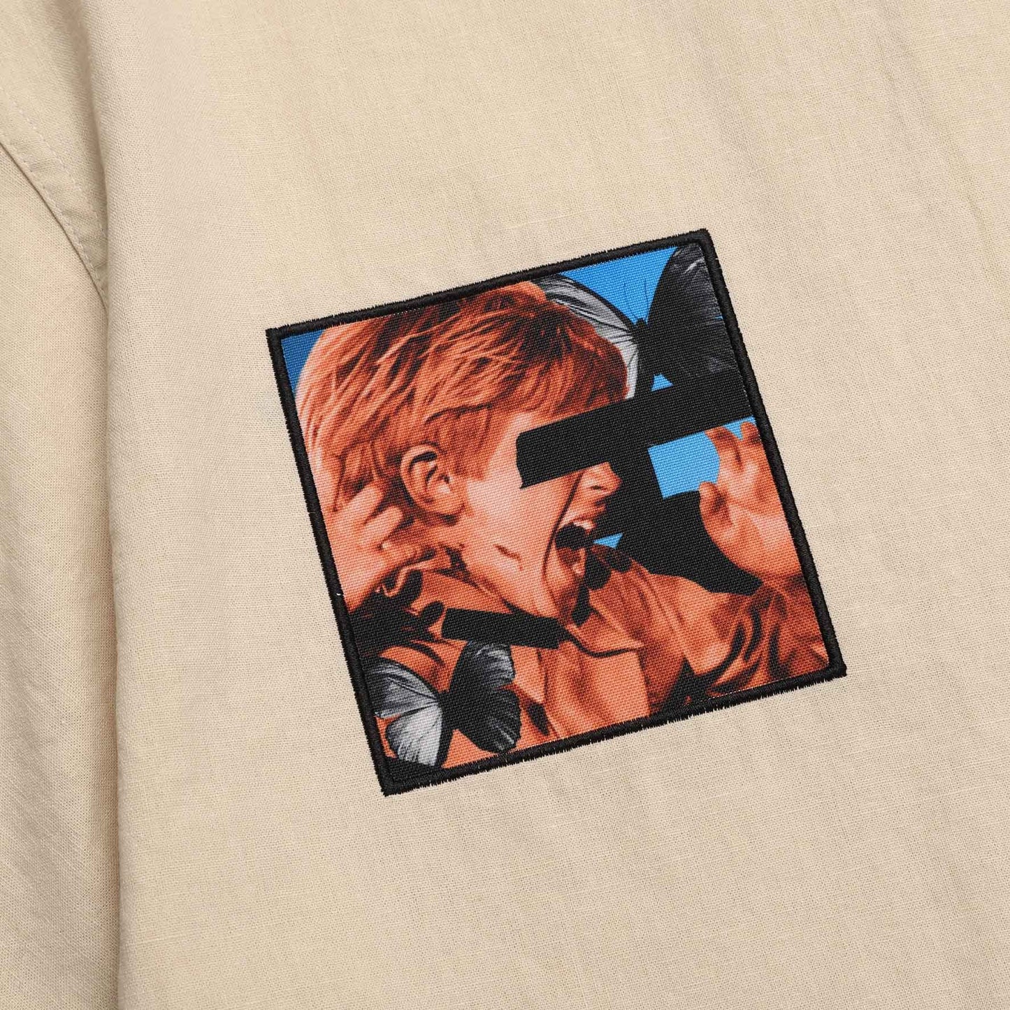 LINNEN COLLAGE SHIRT / IVORY