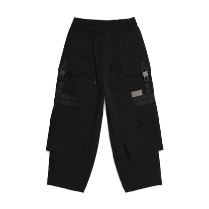 LAYERED WIDE PANTS / BLACK