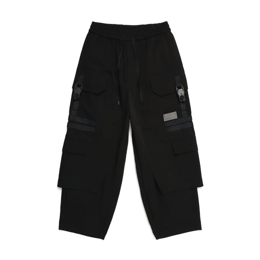 LAYERED WIDE PANTS / BLACK