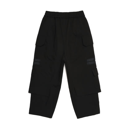 LAYERED WIDE PANTS / BLACK