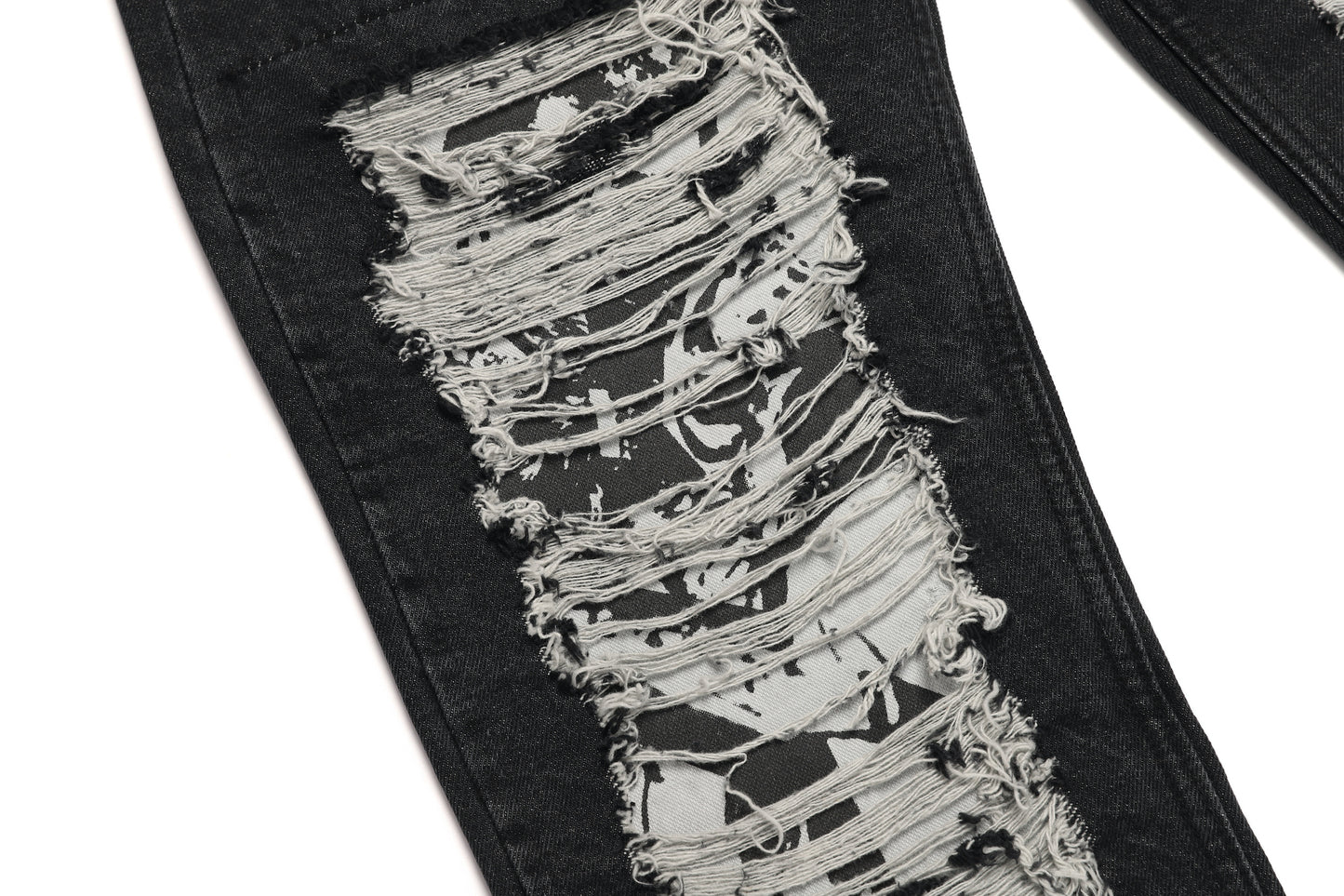 21 DAMAGE DENIM PANTS / BLACK