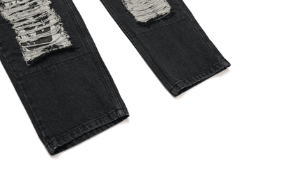 21 DAMAGE DENIM PANTS / BLACK