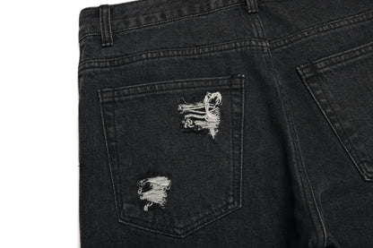 21 DAMAGE DENIM PANTS / BLACK