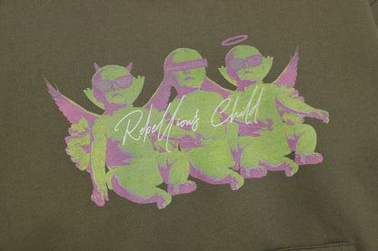 ANGEL BABIES HOODIE / KHAKI